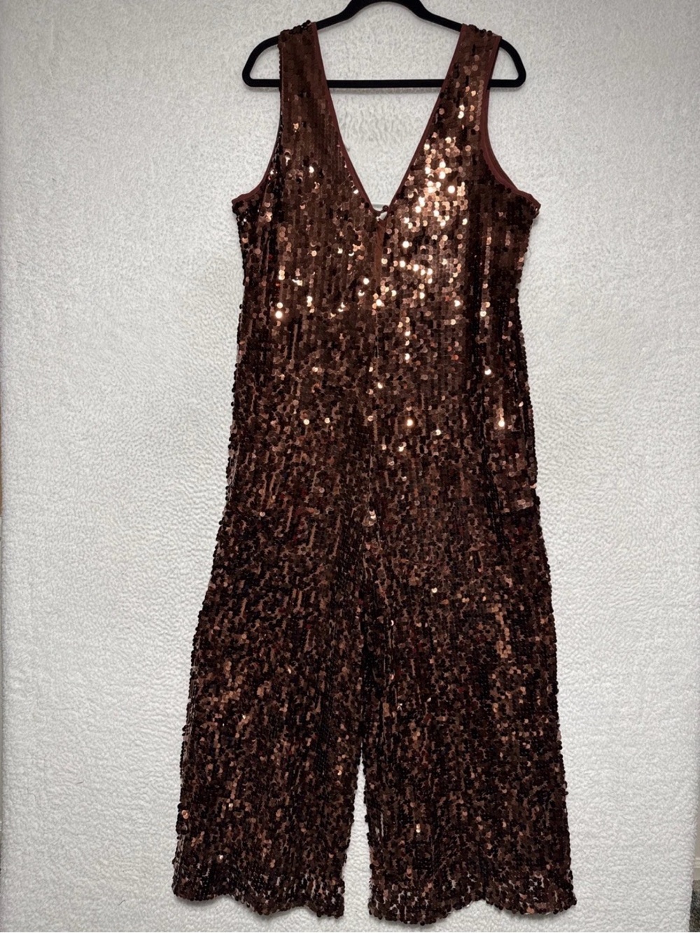 Maeve Royale Sequined Copper Jumpsuit Women’s Size Large evening shimmer! - Picture 3 of 7
